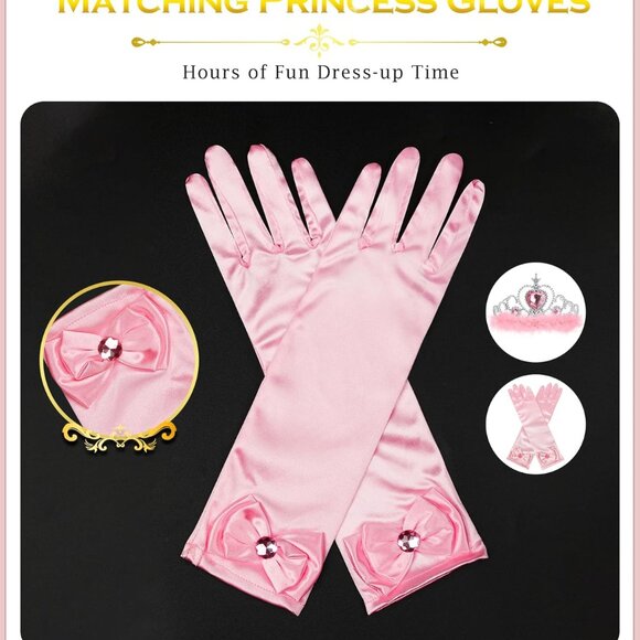 Princess Dress Up Accessories Princess Gloves, 7pcs Dress Up Set for Toddler Gir - Picture 6 of 7